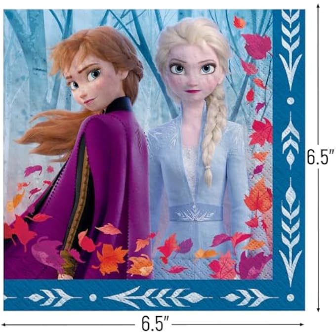 FROZEN 2 BIRTHDAY, ANNA & ELSA LUNCHEON NAPKINS, 6.5X 6.5", 16 CT. MULTICOLOR - Image 2